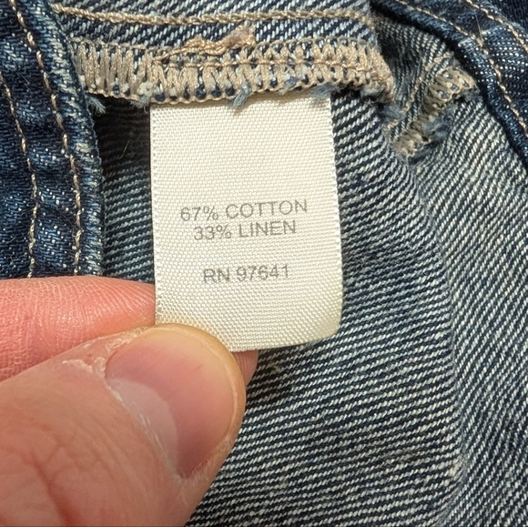 J. Jill (Size 6) Denim Blazer Jean Jacket Cotton Linen Blend Blue - Picture 7 of 9
